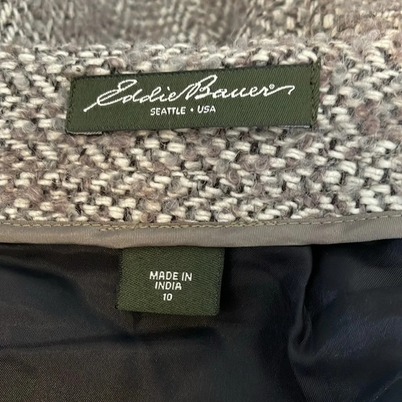 EDDIE BAUER Wool Blend Tweed Cargo Utility Mini Skirt Tan Grey Zip Size 10 - Picture 9 of 12